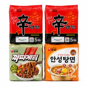 농심 신라면 10개 짜파게티 5개 안성탕면 5개 봉지라면 세트 총20개 사무실 독서실