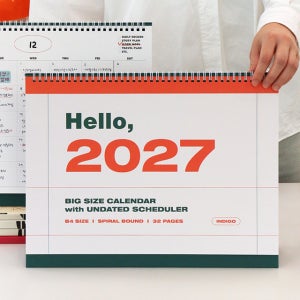 (인디고) 2027 기본 대형 B4 탁상 달력 (회사 데스크 캘린더)