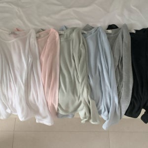 (당일배송/판매BEST) 9501. 레이온 스판 텐셀 라운드넥 레이어드 살안타 햇빛차단 시스루 여리 썸머긴팔