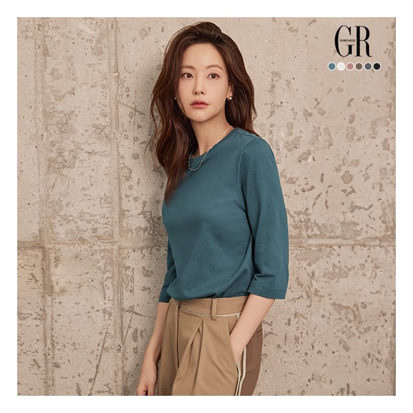 [조르쥬 레쉬] (26FW) 퓨어코튼100 7부 티블라우스 6종