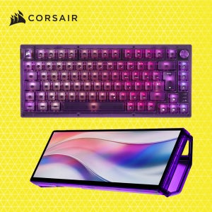 커세어 K65 RGB PLUS 무선 기계식 키보드 적축 + 제논 엣지 14.5인치 터치 포터블 모니터 퍼플 번들