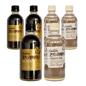 칸타타 콘트라베이스 500ml 콜드브루 블랙 + 저칼로리 라떼 혼합 6입 업소용 사무실 탕비실 간식