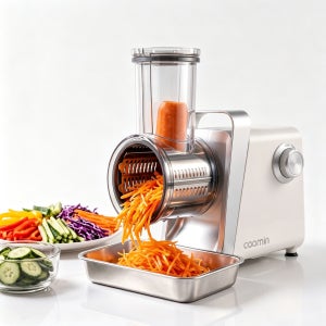 쿠민 전동 채칼 7in1 자동 야채 슬라이서 250W 강력모터 무채 김장 채썰기