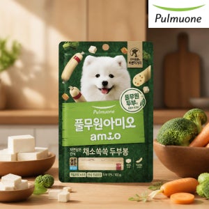 풀무원 아미오 자연담은간식 채소쏙쏙 두부봉 소시지 강아지 간식 102g 1개(6입)