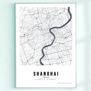 도시 지도 포스터 중국 A4 - 아트포스터 시티맵 아시아지도 상하이 베이징 칭다오 여행