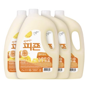 피죤 강력탈취 섬유유연제 레귤러 옐로미모사, 2.5L, 4개