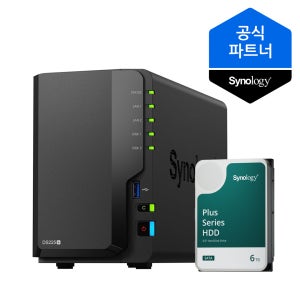 시놀로지 나스 DS225+ NAS 2베이 6TB(6TBx1) HAT3300 HDD 포함