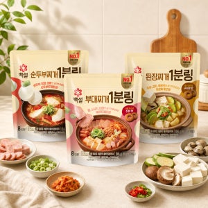 1분링 찌개 조미료 택3 부대찌개 순두부찌개 된장찌개 64g (총 192g)