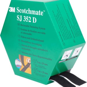 3M 스코치메이트 SJ352D 찍찍이 벨크로 테이프 25mm x 5m 블랙
