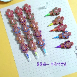 어린이안전확인 카트리지 색연필 5색 쿠키색연필 줄줄이연필 유치원 학교 미술놀이