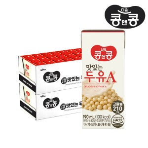 콩앤콩 맛있는두유A / 대두 백태콩 고칼슘 소이밀크 달콤한맛 식물성단백질 190ml, 48개