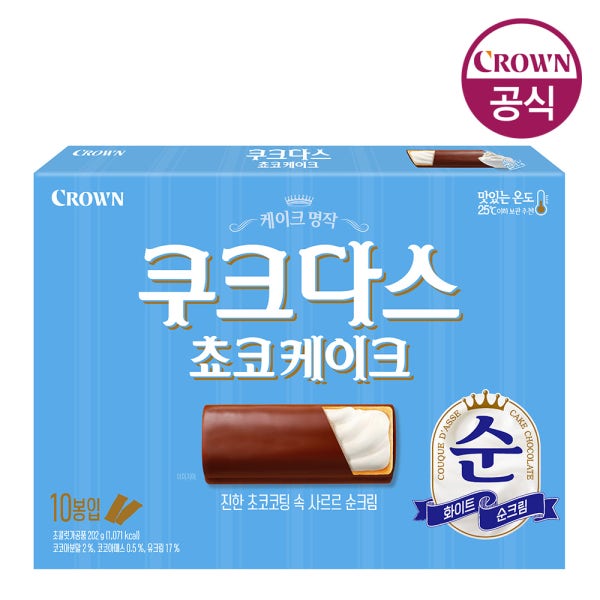 크라운 공식 쿠크다스 쵸코케이크 202gx1개