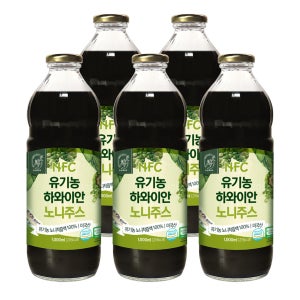 [선물박스 포함] 하와이안 노니 주스 5L 비농축 과즙 NFC 유기농 (1L x 5병)