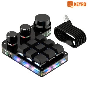KEYRO 한손 단축 키보드 9키 3노브 매크로 키보드 포토샵 영상편집 단축키 게이밍 패드