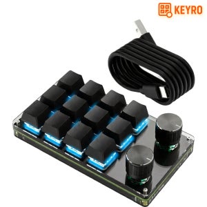 KEYRO 한손 단축 키보드 12키 2노브 매크로 키보드 포토샵 영상편집 단축키 게이밍