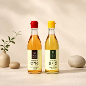HACCP 저온압착 건강한 처음담은 참기름 들기름 세트 700ml, 1개