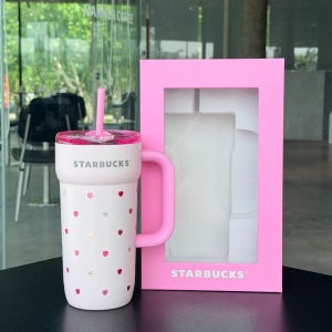 스타벅스 텀블러 26년 별빛 설렘 고백 핑크 러브 폴카 도트 빨대컵 670ml