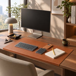 프리미엄 레더렛 가죽 데스크 매트 책상 장패드 데스크테리어 800x400mm, 브라운