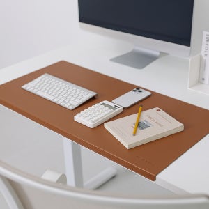 프리미엄 레더렛 가죽 데스크 매트 책상 장패드 데스크테리어 800x400mm, 브라운