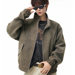 남성 가을 빈티지 블루종 자켓 아메카지 하이넥 절개 오버핏 WS