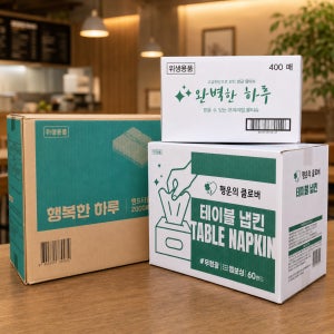 행운의클로버 업소용 식당 일회용품 세트 냅킨 핸드타월 물티슈 각 1박스