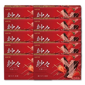 롯데 샤샤 초콜릿 일본 간식 초코 딸기맛, 69g, 10개