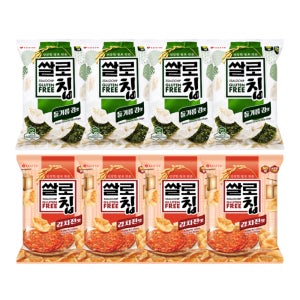 롯데 쌀로칩 들기름 김맛 75g 4개+쌀로칩 김치전맛 75g 4개