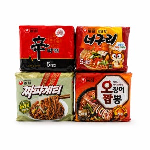 농심 신라면 5개 짜파게티 5개 너구리 5개 오징어짬뽕 5봉 봉지라면 세트 총20개