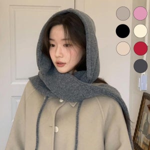 댕글 후드 울 머플러 숄 목도리 모자 니트 겨울 여자