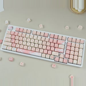 바이콜린 핑크 고양이 키캡 세트 125키 PBT 염료승화 기계식 키보드 십자축
