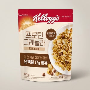 켈로그 프로틴 그래놀라 다크초코볼 다이어트 운동 단백질 보충 시리얼 450g 1개