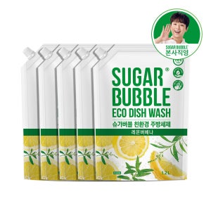 슈가버블 친환경 주방세제 리필 레몬버베나, 1.2L, 5개