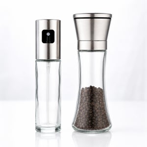 소금 후추 유리 그라인더 200ml + 오일 간장 스프레이 100ml 세트