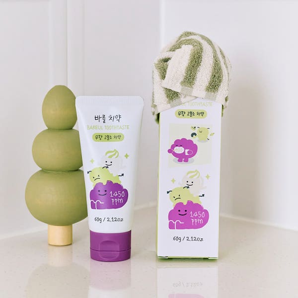 바를 아기 치약 60g 무향 유아 어린이 1450 고불소 치약