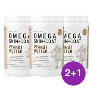 Chew Heal Omega 스킨 코트 반려견 반려묘용 피넛버터 513g, 3개