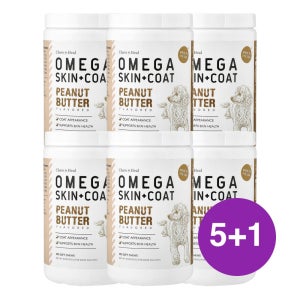 Chew Heal Omega 스킨 코트 반려견 반려묘용 피넛버터 513g, 6개