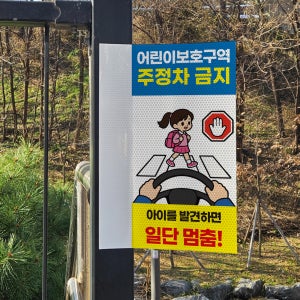 어린이보호구역 주정차 금지 표시 돌출 고휘도 빛반사 표지판 10x20cm