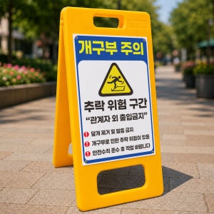 개구부주의 추락 위험구간 플라스틱 A형 입간판 주문제작 접이식 이동안내판 중 단면