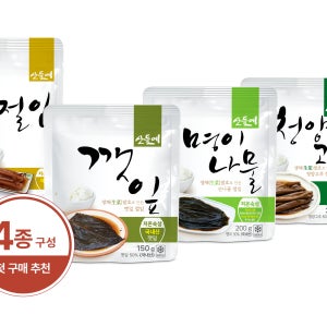 국내산 장아찌 4종 세트 (깻잎 고추 명이나물 무 밑반찬)