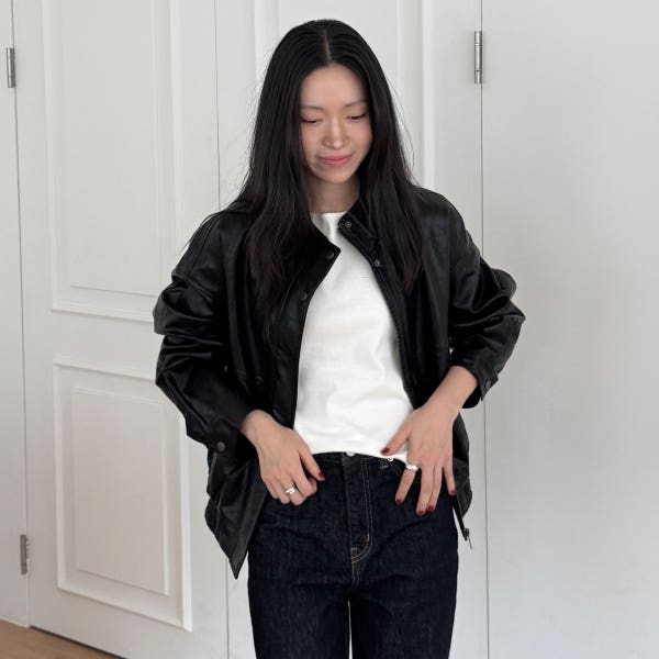 [N배송][신세틱 레더] 스파오 여성 하이넥 블루종 (스웨이드/레더) SPJLG49W02