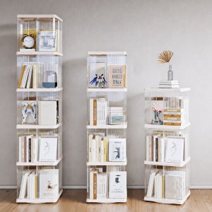회전책장 거실 코너 미니 책장 원형 회전책꽂이 사각 3단