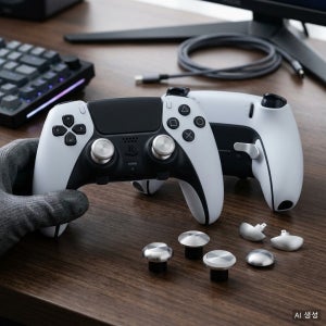 PS5 듀얼센스 엣지 컨트롤러 교체용 금속 엄지 스틱 아날로그 캡 6개 메탈 백 패들 버튼 4개 키트
