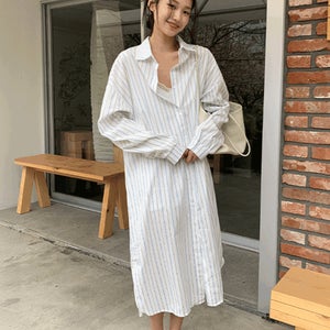 쿠키 스트라이프 셔츠 원피스
