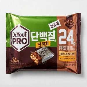 닥터유프로 단백질바 크런치 프로틴 24g 영양 간식 초코맛 34개입 1개