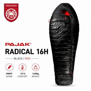 파작 래디칼 16H BLK/RED 캠핑 백패킹 침낭 극동계 비박 폴란드 구스 필파워 900