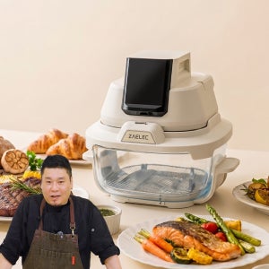 [레이먼킴x키친인어박스] 글라스 에어프라이어4.5L+2.5L 에어프라이기 아이보리