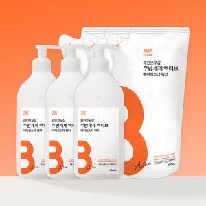 [단독] 신성한쇼핑x레인보우샵 주방세제 액티브 베이킹소다 워터 세트 2400ml (본품3개+리필 3개)