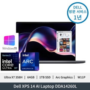 델 XPS 14 AI 노트북 DDA14260L UltraX7 Arc그래픽 64GB 1TB 2.8K OLED 터치 W11P