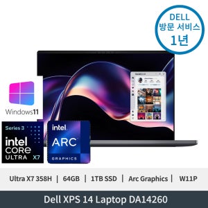 델 XPS 14 노트북 DA14260 UltraX7 Arc그래픽 64GB 1TB 2.8K OLED 터치 W11P