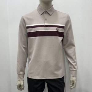 인디안 남성 가을 데일리 일반핏 폴리 와플 배색포인트 카라 긴팔티셔츠 6 F 8219